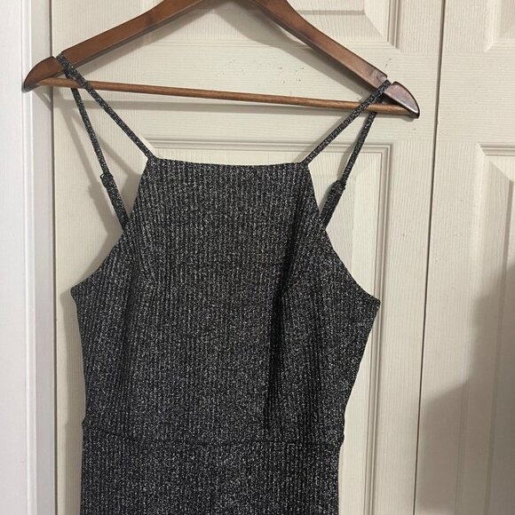 Wild Fable Womens Black Silver Metallic Square Neck Tie Cropped Jumpsuit Small - Picture 5 of 9